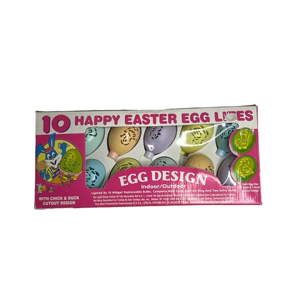 Easter Eggs Vintage Happy String Lights Indoor Outdoor Chick Duck Designs S - Picture 1 of 4